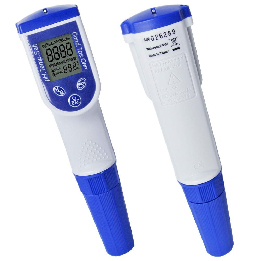 6-in-1 Pen type Water Quality Tester Multi-Parameter pH meter Temp. EC ORP TDS SAL Optional ORP Probe(OEM available)