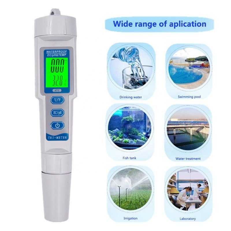 EC-3587 Digital 3 in 1 LCD Backlight Temp Automatic Temperature Compensation PH Meter