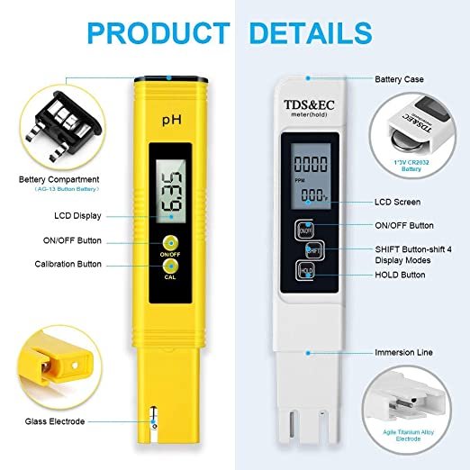 HAIJU LAB Digital pH and TDS Meter Combo High Accuracy pH Meter TDS EC Tester
