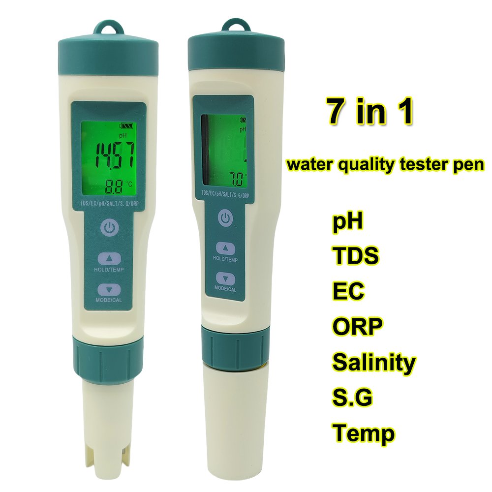7-in-1 Digital Multi-Functional Water Quality Test Pen Meter pH TDS EC TEMP Salinity SG ORP Measuring Analysing Instruments