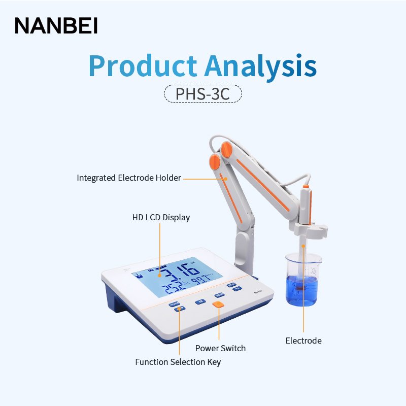 NANBEI PH300F laboratory water treatment benchtop pH temperature Meter