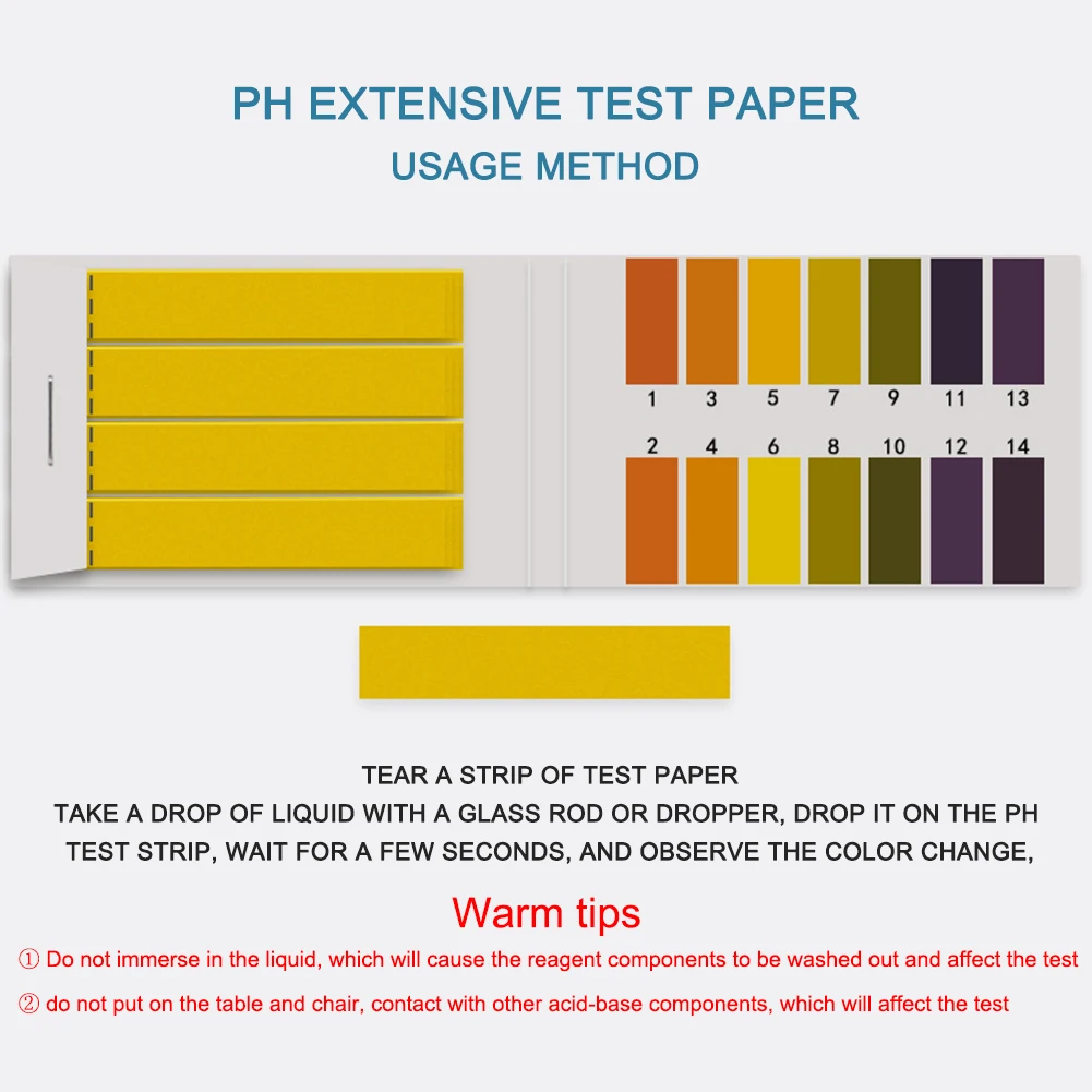 Factory Quick PH Test Strips Saliva Urine Water Soil Pool Tank Testing Full Range 1-14 PH Meter lab PH Test Paper Strip