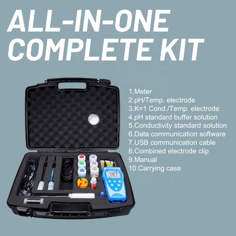 Upgraded Portable Multi-Parameter Water Quality Meter As pH Meter And Conductivity Meter Simultaneously Testing With Data Logger