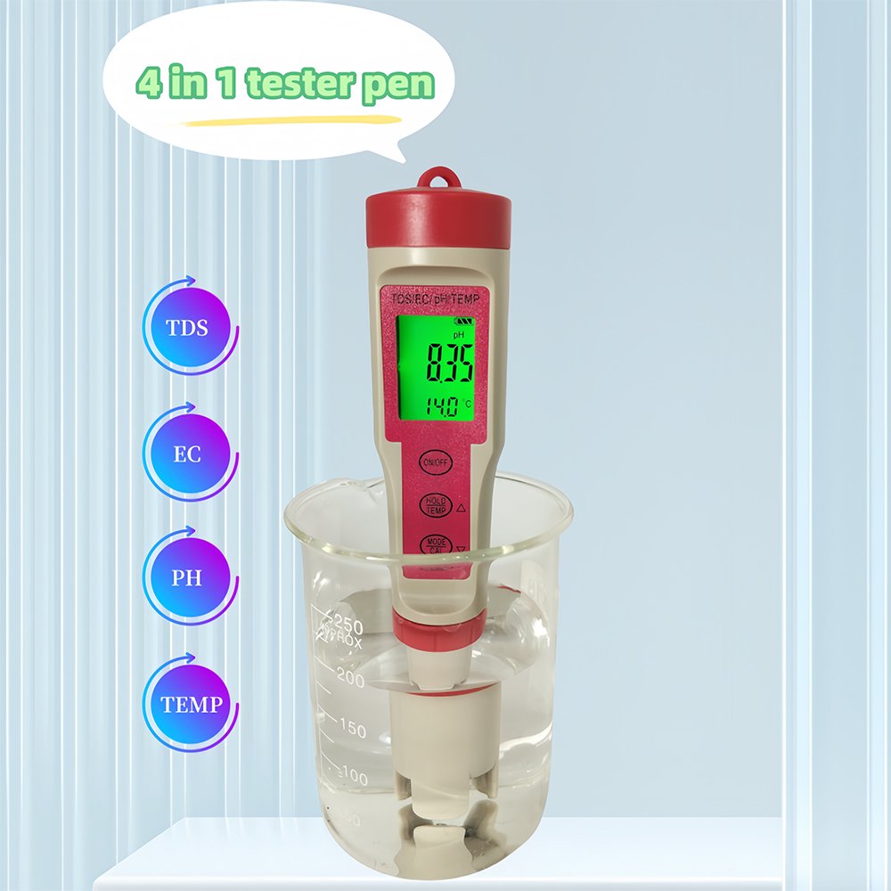 4 In 1 Temp TDS EC pH Meter Multi Function Water Meter Digital Backlight Display Water Tester Pen For Drinking Water