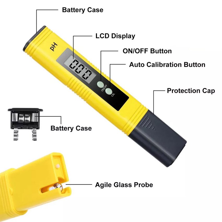 Pen Type Digital PH meter 0.00-14.00 high accuracy two buttons China factory cheap price yellow color PH02 Water quality tester