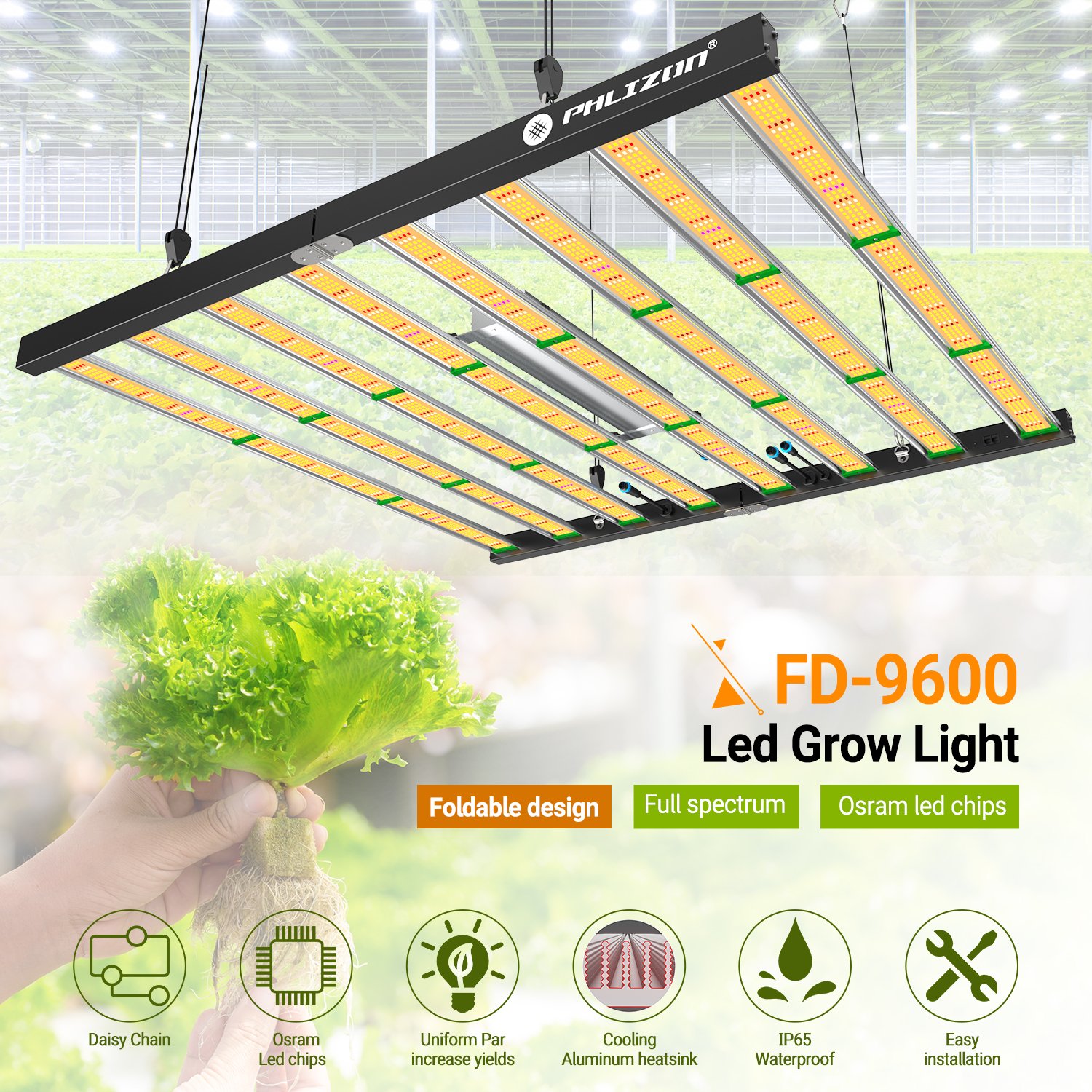 1000w Led Grow Lamp Full Spectrum Phlizon Led Grow Lights 0/1-10V Dimming Knob for Indoor Plant Flowering Growing