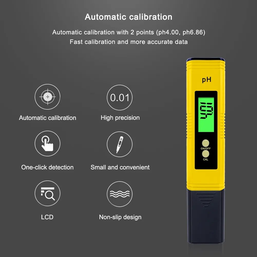 PH02 Backlight Lcd Display Water Quality Tester Portable Digital Ph Meter ATC For Drinking Water