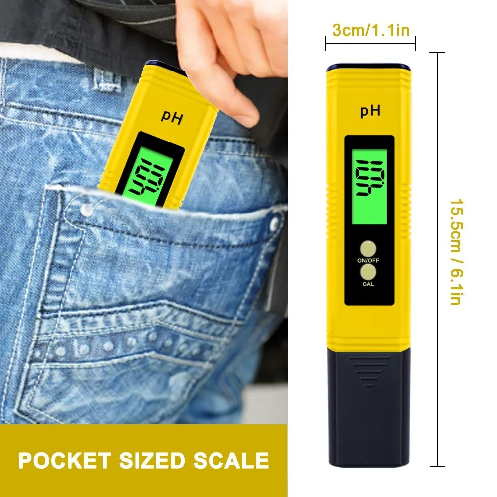 PH02 Backlight Lcd Display Water Quality Tester Portable Digital Ph Meter ATC For Drinking Water