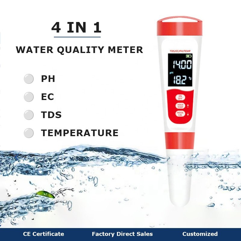 4 in 1 digital portable liquid temperature tds ph and conductivity meter competitive price