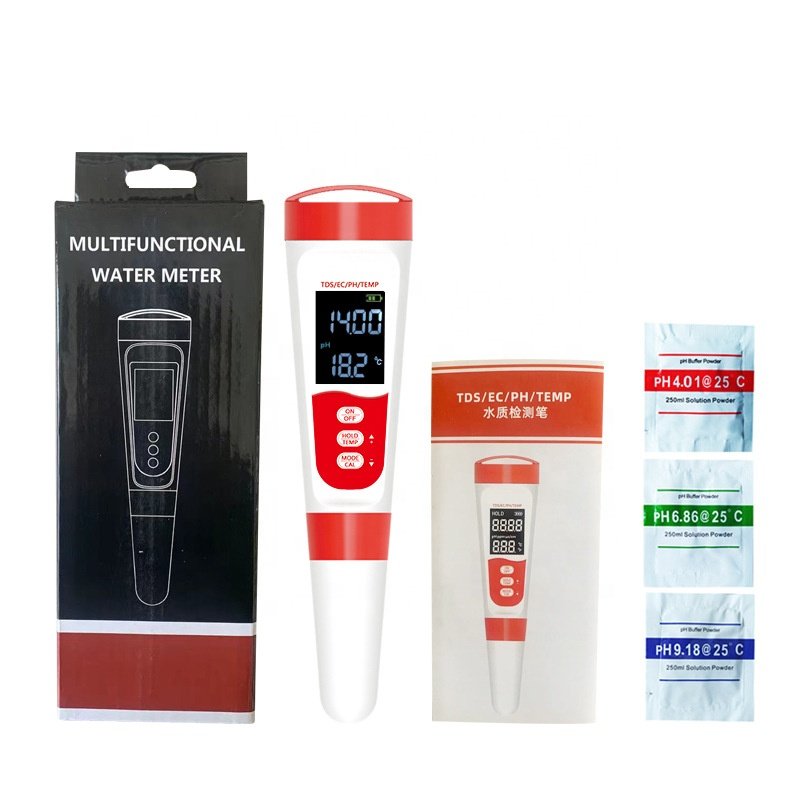 4 in 1 digital portable liquid temperature tds ph and conductivity meter competitive price