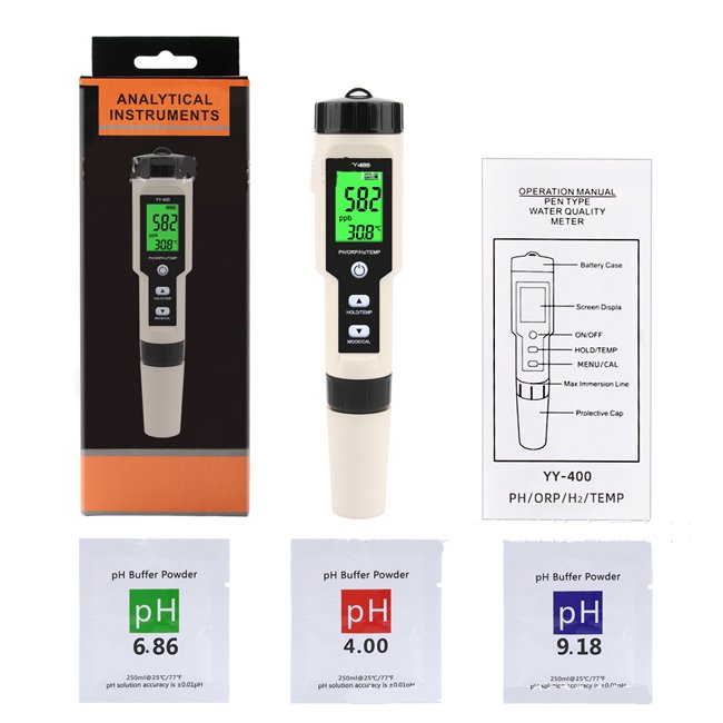 4-in-1 Water pH Meter Hydrogen Enriched Test Pen
