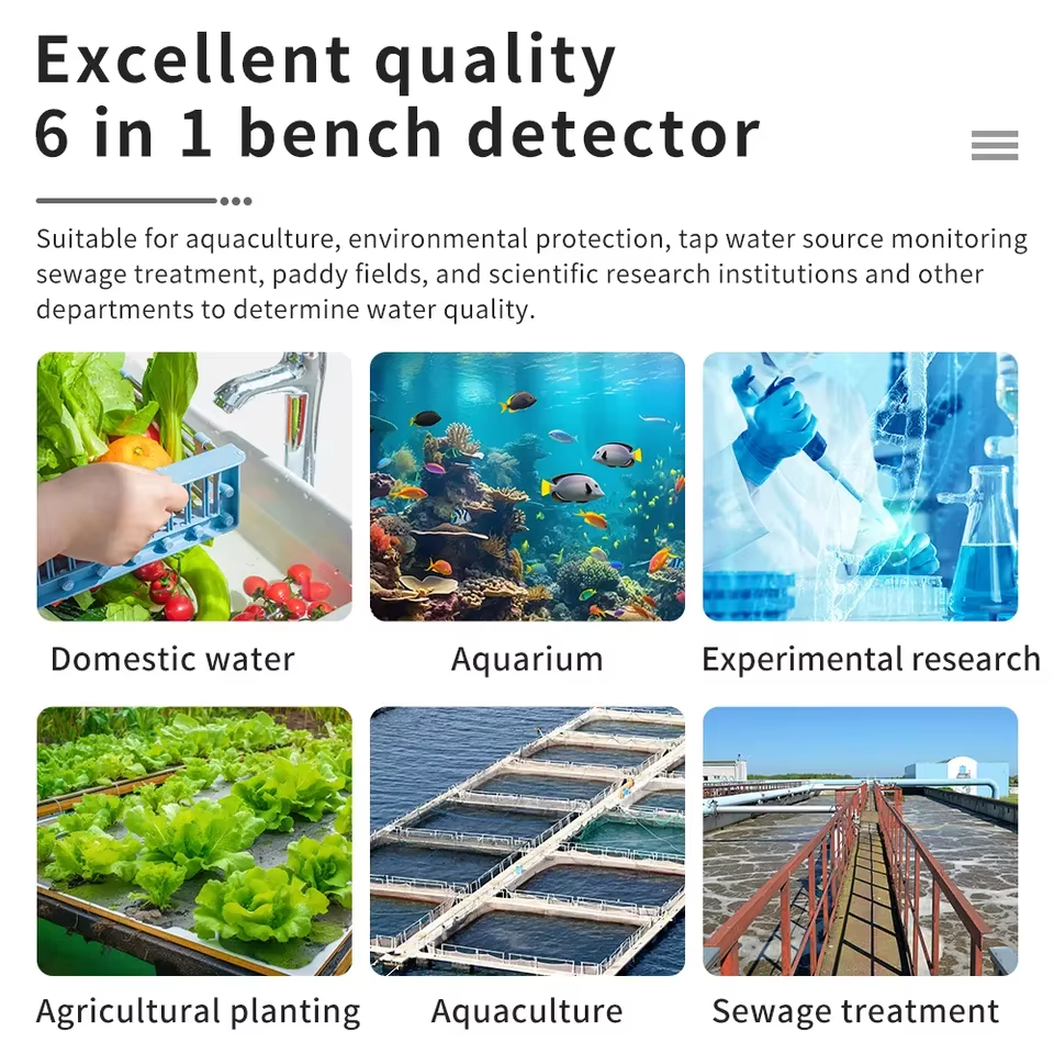 Benchtop 6 in 1 pH Meter Measure pH EC TDS CF ORP Temperature Water Quality Monitor with pH sensor Conductivity Electrode