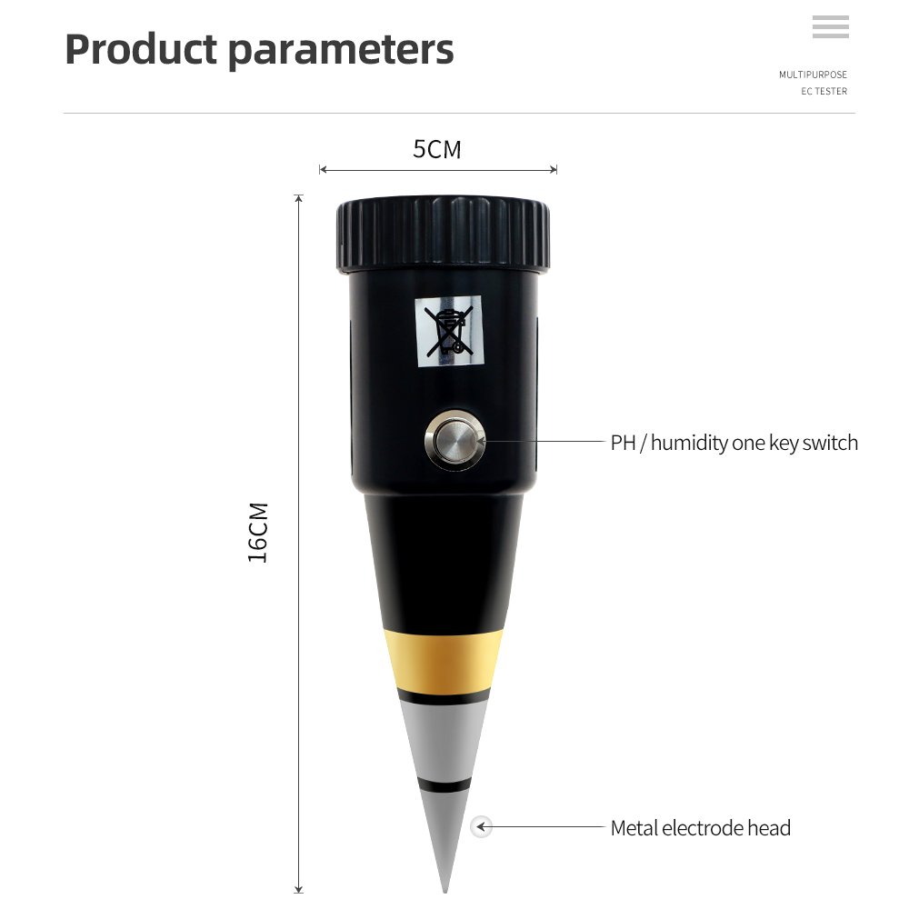 Digital VT-05 10-80% Hygrometer Garden Soil Metal Probe Handheld Moisture Humidity Meter Ph Tester