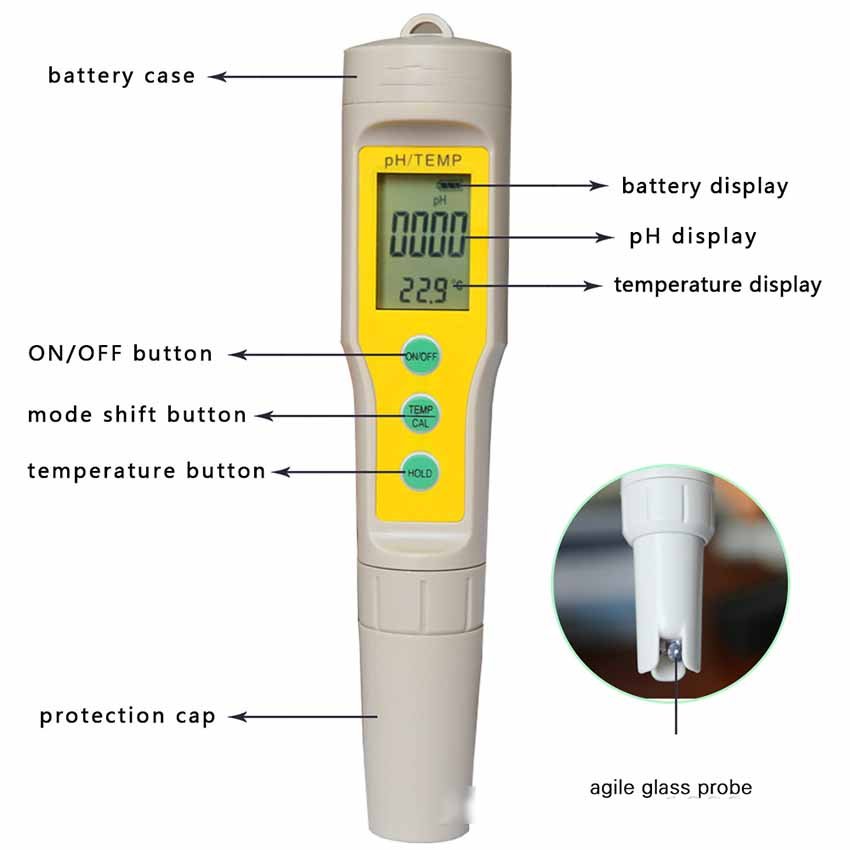 Newly Design Digital LCD Automatic Correction PH Meters Soil Aquarium Safe Pool Water Wine Urine Tester Analyzer PH-3