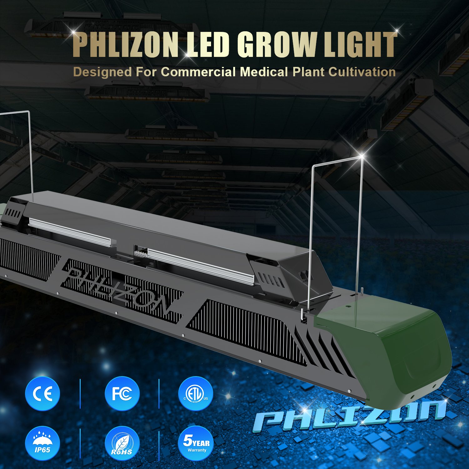 2023 Phlizon 640W Led Linear Grow Light for Greenhouse Vertical Farm Grow Led Light
