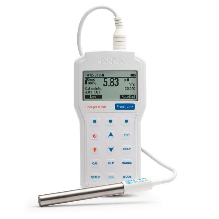 HANNA HI98167 Professional Portable Beer pH Meter Quick Connect Din Connector