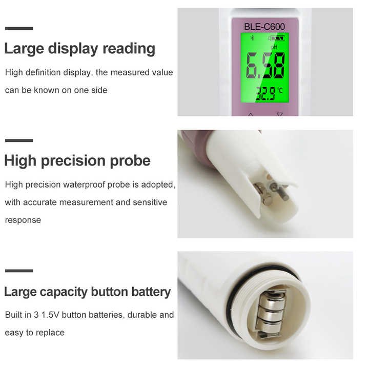 Portable 7 in 1 Digital Online Water Quality Meter BT TDS EC ORP S.G Salinity Temperature PH ATC Temperature Compensation
