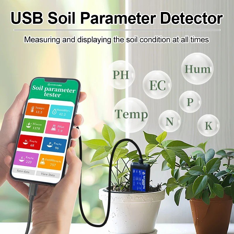 Soil temperature and humidity conductivity PH nitrogen phosphorus potassium fertility EC soil 8-in-1 sensor
