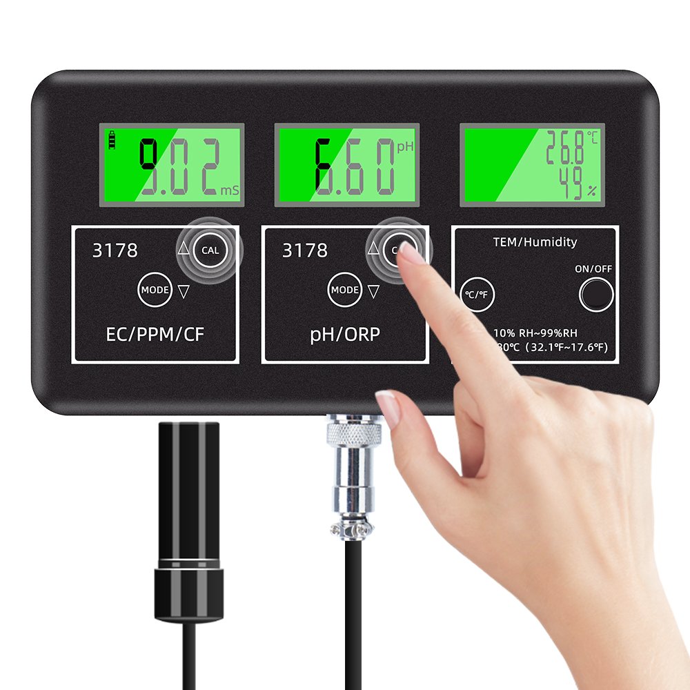 7-in-1 PH EC TDS SALT S.G. Temp Meter blue-tooth Control Water Quality Tester Digital Multifunction Smart Monitor for Aquarium