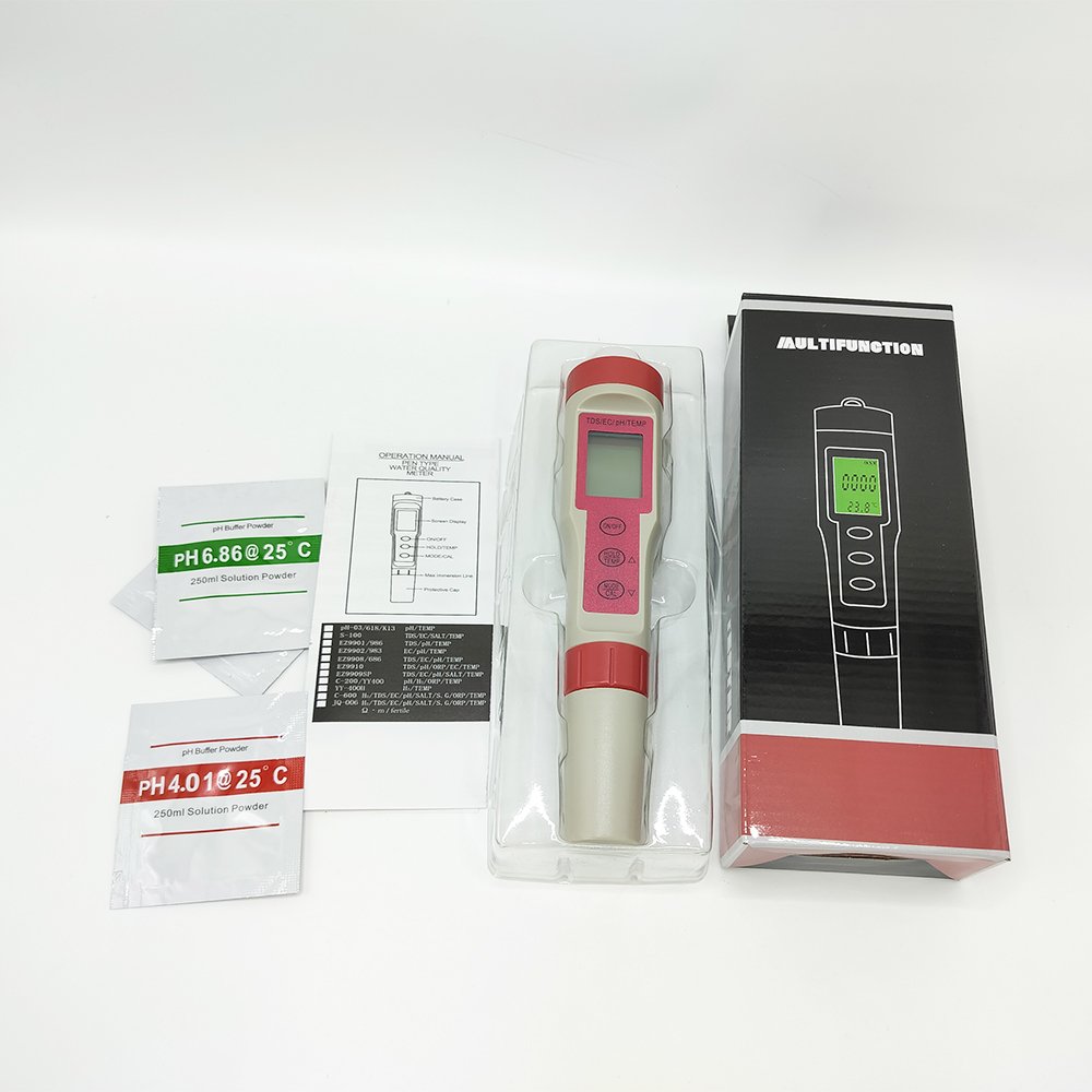 Portable Digital 4-in-1 Water Quality Tester Pen with Temp EC TDS PH Meter for Drinking Water Quality Monitoring