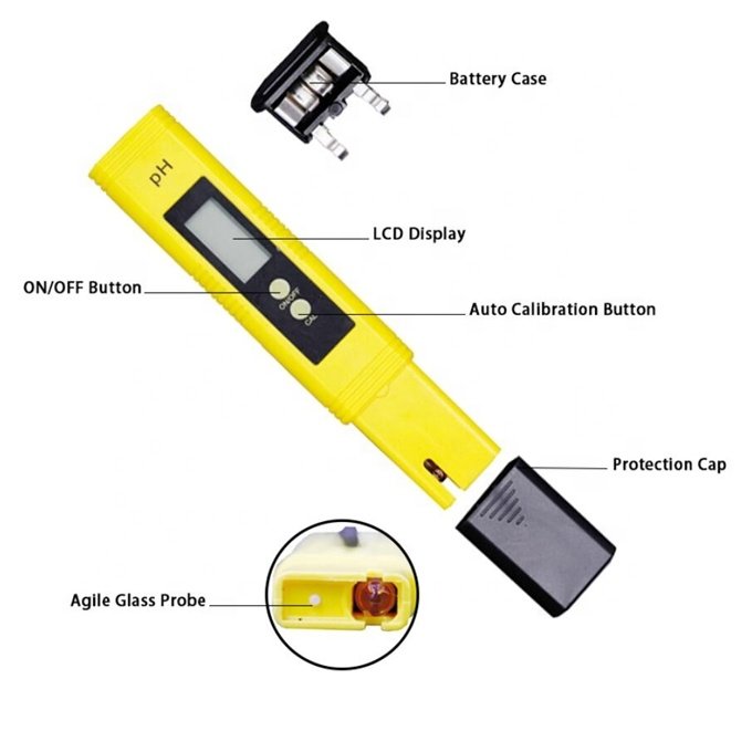 0.01 Digital PH Meter Tester for Water Quality Food Aquarium Pool Hydroponics PH Tester Large LCD Display