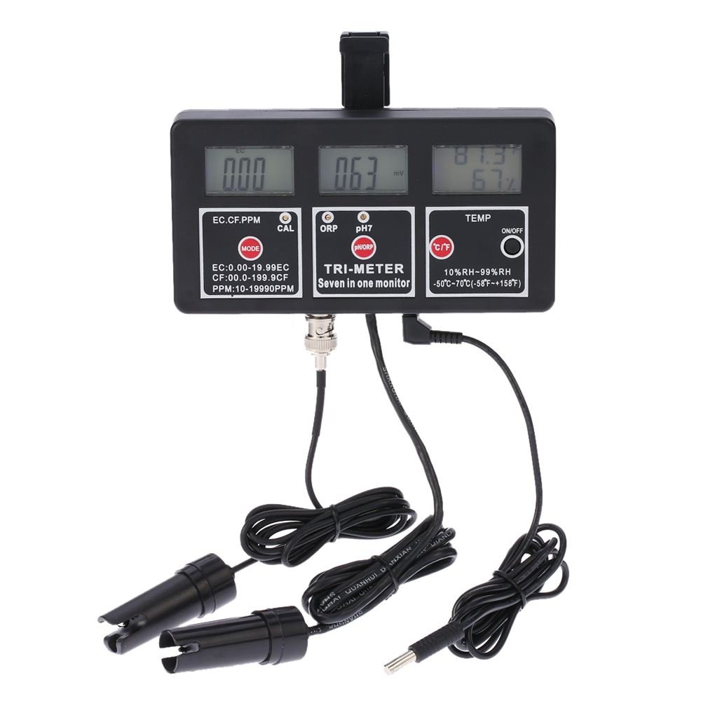 Professional 7 in 1 Water Testing Monitor Multi-parameter Digital ph meter ORP / pH / RH / EC / CF / TDS(PPM) / TEMPTester