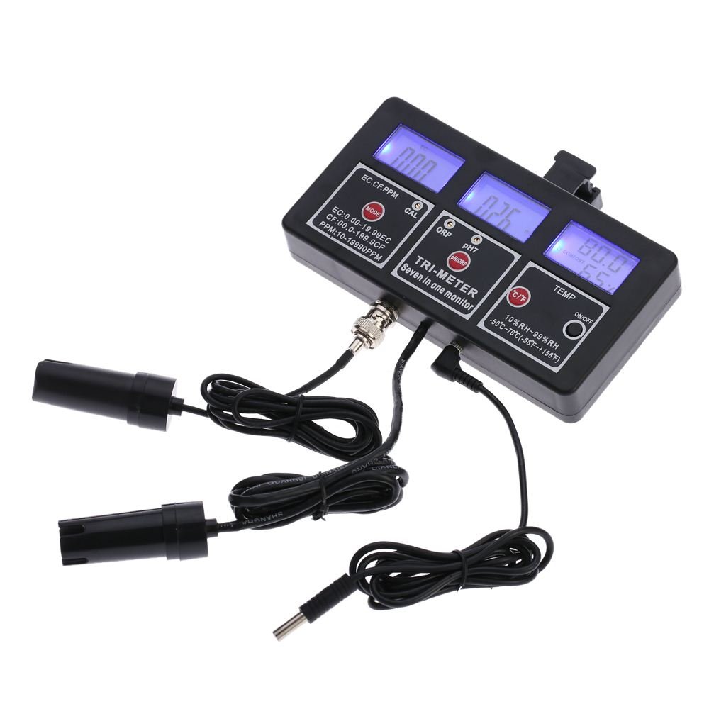 Professional 7 in 1 Water Testing Monitor Multi-parameter Digital ph meter ORP / pH / RH / EC / CF / TDS(PPM) / TEMPTester