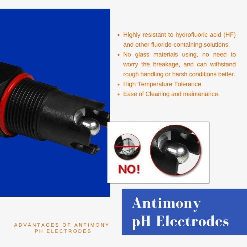 Industrial HF Antimony pH Electrode PPS Material Hydrofluoric Acid Inline pH Probe NPT3/4 Customizable Connector Semiconductor