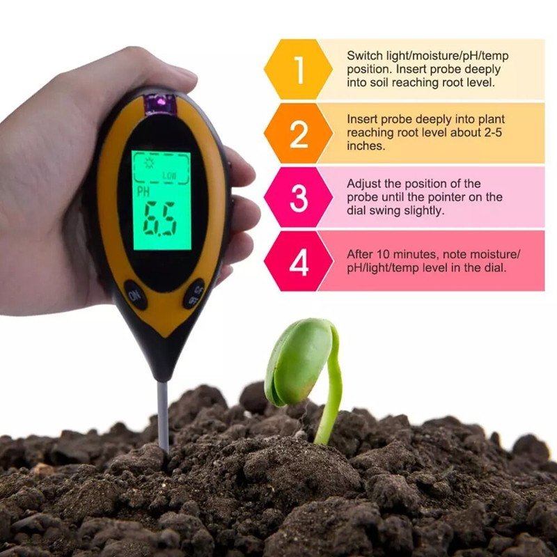 4 in 1 Digital soil Survey Instrument tester PH tester Light meter Temperature and Humidity detector