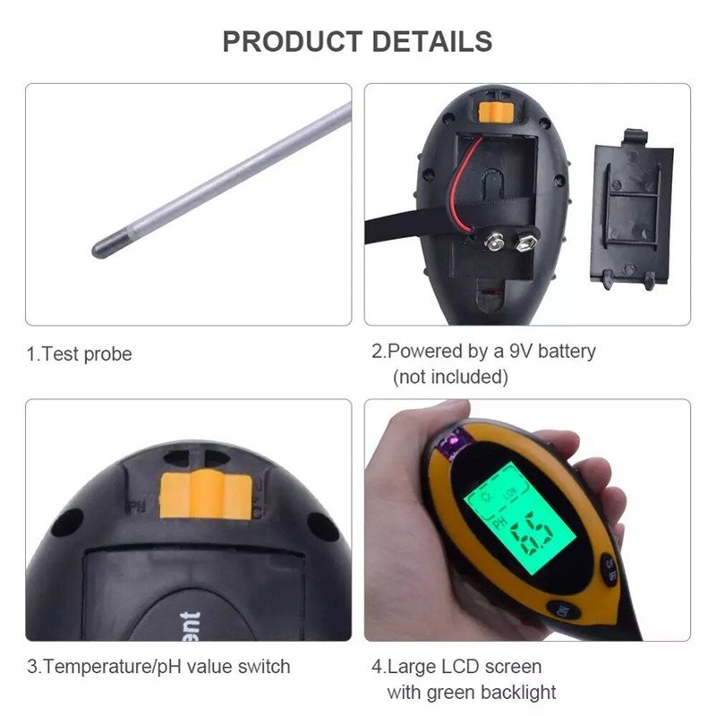 4 in 1 Digital soil Survey Instrument tester PH tester Light meter Temperature and Humidity detector