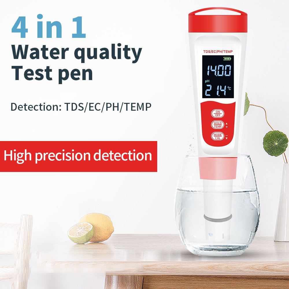 High Precision Water Quality Detector LCD Digital TDS EC Temp PH 4 In 1 Water Test Pen For Aquaculture Hydroponics
