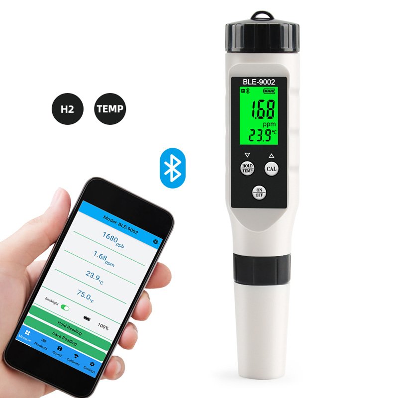 9002 Bluetooth High Quality PH Meter 2 in1 H2/Temp Water Quality Tester Pen Conductivity Detector Monitor Purity Measure Tool