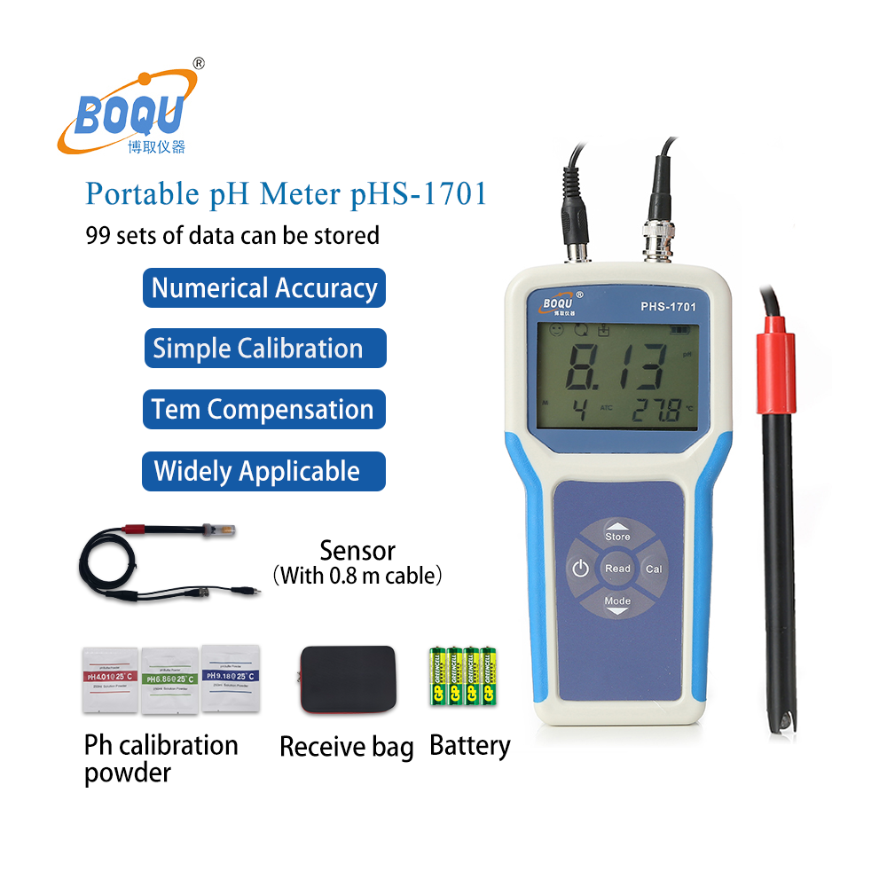 pHS-1701 hot-selling Freshwater Aquaculture Automatic Data Storage Portable pH Water Quality Analyzer