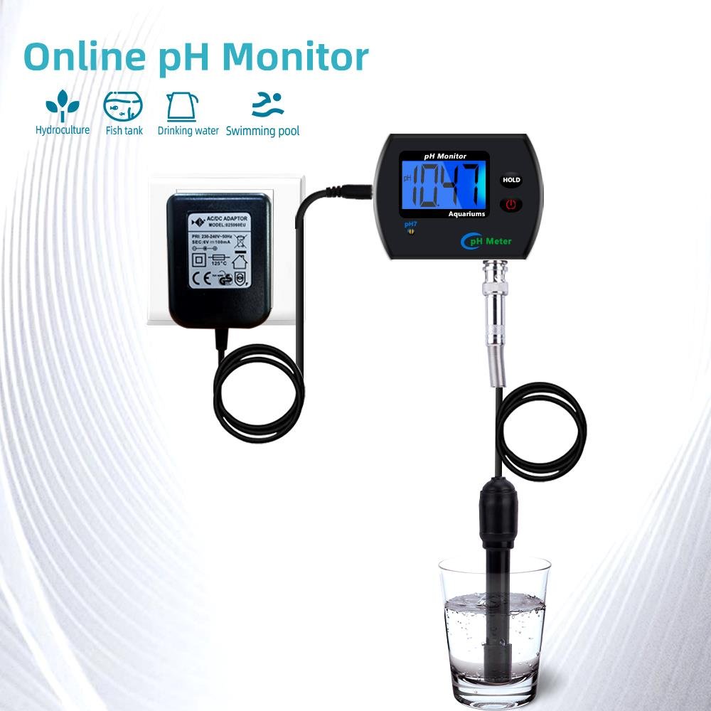 ph-990 Mini Online pH Meter On-line Digital PH monitor Meter Water Quality Tester Smart Monitor for Aquarium and swimming pool