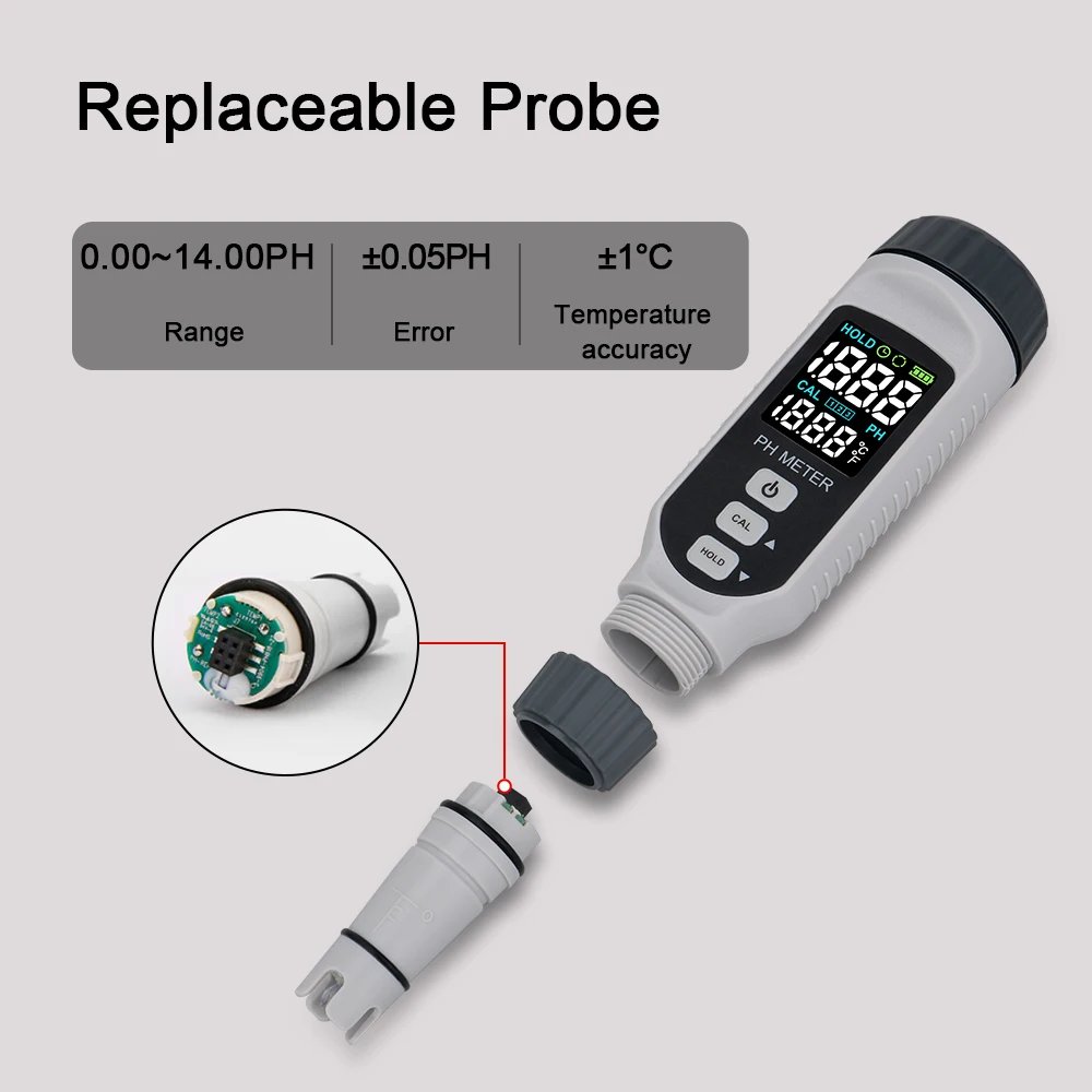 SMART SENSOR PH828+ PH Meter Water Quality Meter Digital PH Tester Acidimeter Acidity Meter Rechargeable Battery Acidomet