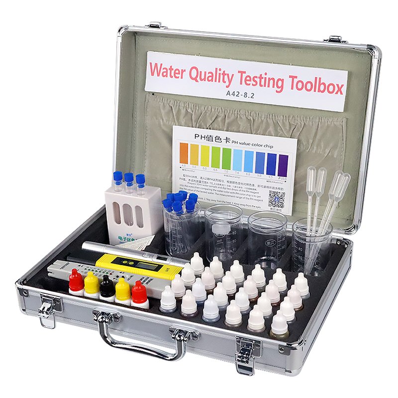 Latest design swimming pool aquarium water test kit with active water reagent ph meter/Freshwater aquaculture testing