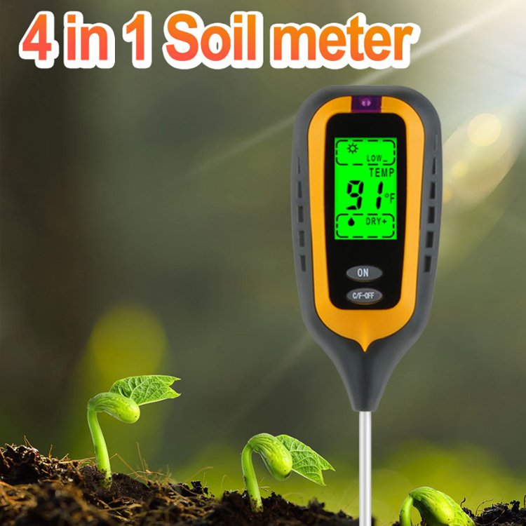 4 IN 1 Digital PH Meter Soil Moisture Monitor Tester For Gardening Plants Farming