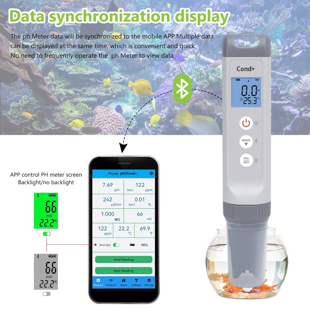 lab 7 in 1 TDS Meter 0.01 High Accuracy Digital dissolved oxygene meter pH/ORP/EC/TDS/SALT/Res/TEMP PPM Water Tester PH Tester