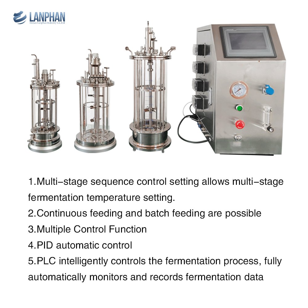 Industrial Bacterial Bioreactor Ph Meter Sensor Tissue Culture E Coli Fermentation Bioreactors