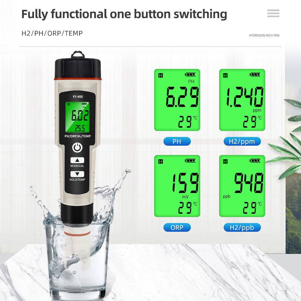 Digital Quality Water Tester Hydrogen Ion Concentration 4 In 1 PH ORP H2 Temperature meter Ph Meters