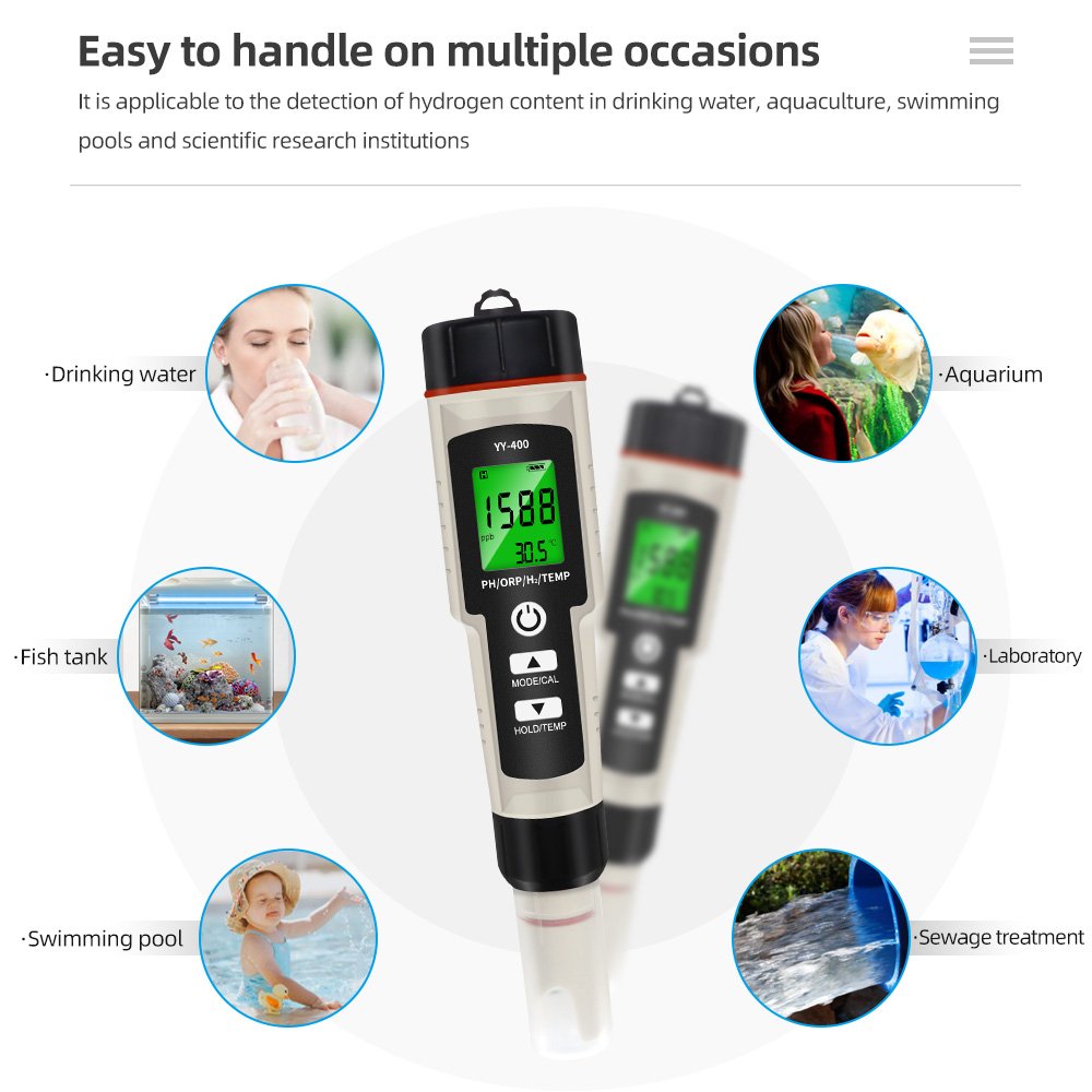Digital Quality Water Tester Hydrogen Ion Concentration 4 In 1 PH ORP H2 Temperature meter Ph Meters