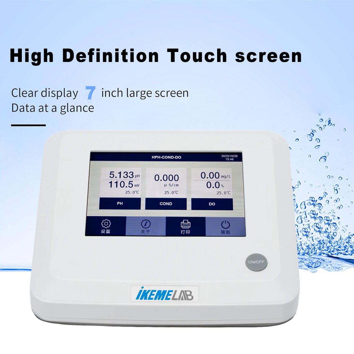 IKEME Water Test Instruments Ph Tester Water Milk Blood Cosmetics Multi Parameter Water Quality Analyzer Benchtop Ph Meters
