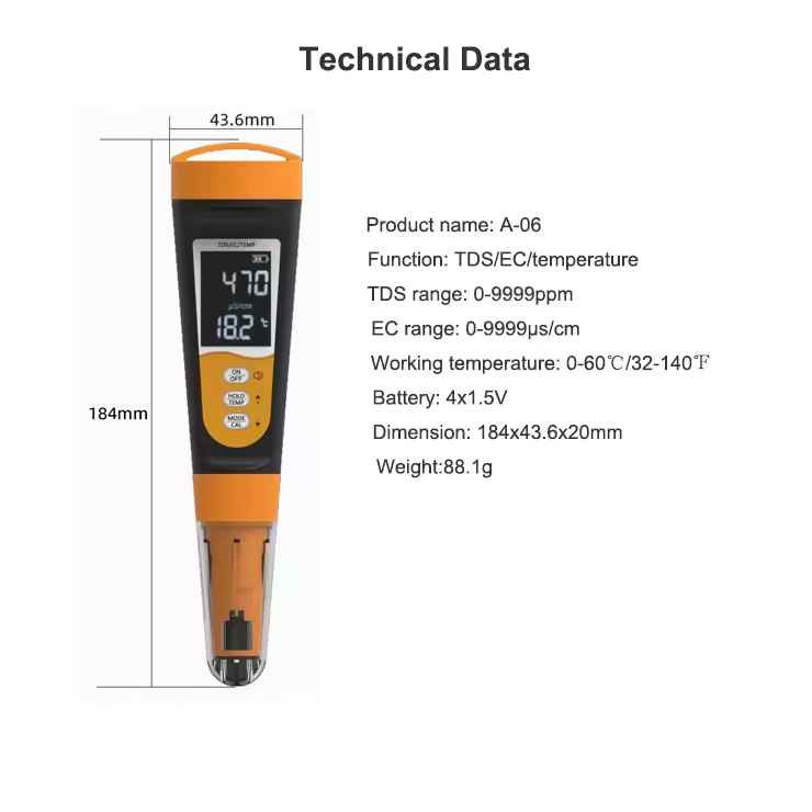 Industrial Water Quality Tester TDS Test Pen & Multi-Parameter Conductivity Pen for Water Quality Monitoring