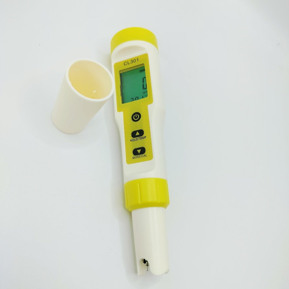 3 in 1 Free Chlorine Tester Pen Portable Chlorine H2 Temp Meter Backlight Residual Chlorine Monitoring For Swimming Pool