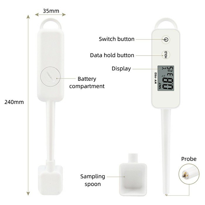 Precision Salinity meter food brine salinity kitchen soup cooked food mariculture digital display electronic salt measurement