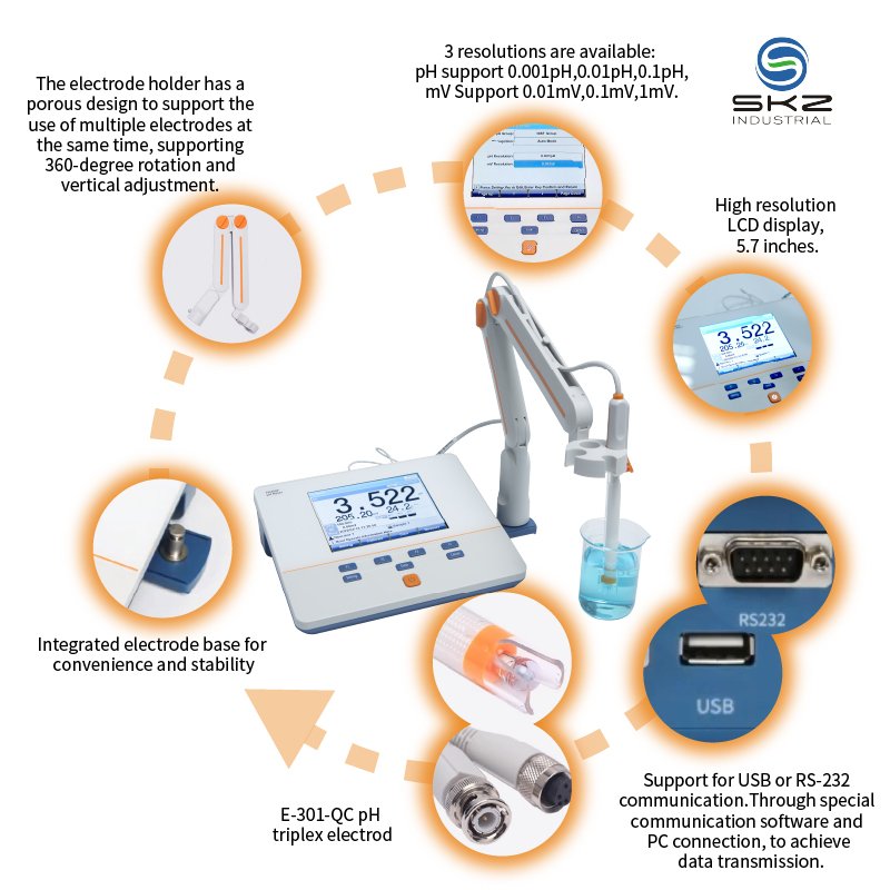 PH400F 5.7 inches screen Laboratory Professional Benchtop 3 in 1 PH /mV /Temperature Multiparameter pH Meter