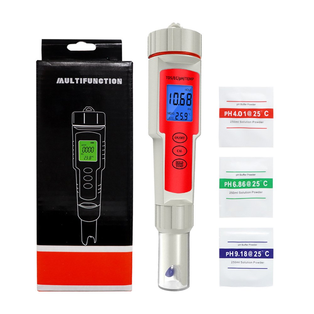 Portable Lcd Display Pen Type Digital Water Quality Monitor 4 In 1 Ec Tds Temp Ph Meter With Backlight For Drinking Water