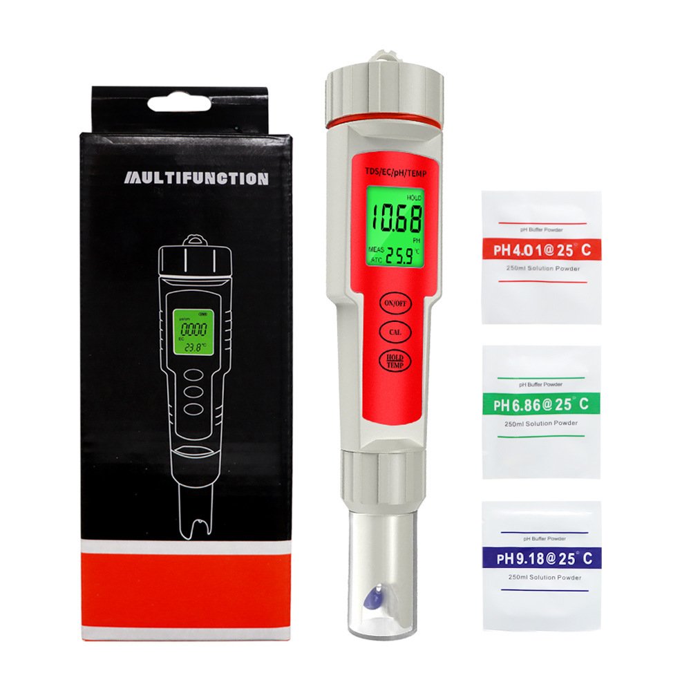 Portable Lcd Display Pen Type Digital Water Quality Monitor 4 In 1 Ec Tds Temp Ph Meter With Backlight For Drinking Water