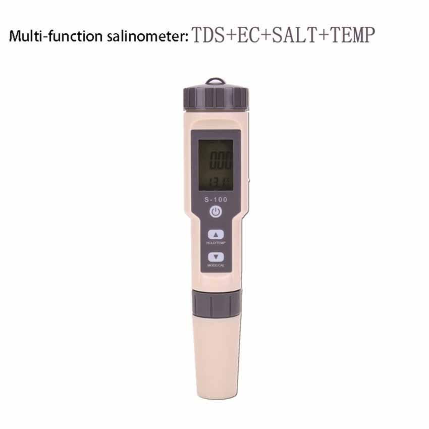 TDS/EC/SALT/TEMP Hydrogen Ion Concentration Water Quality Test Pen Digital Water Ph Meters with PH ORP Calibration Powder