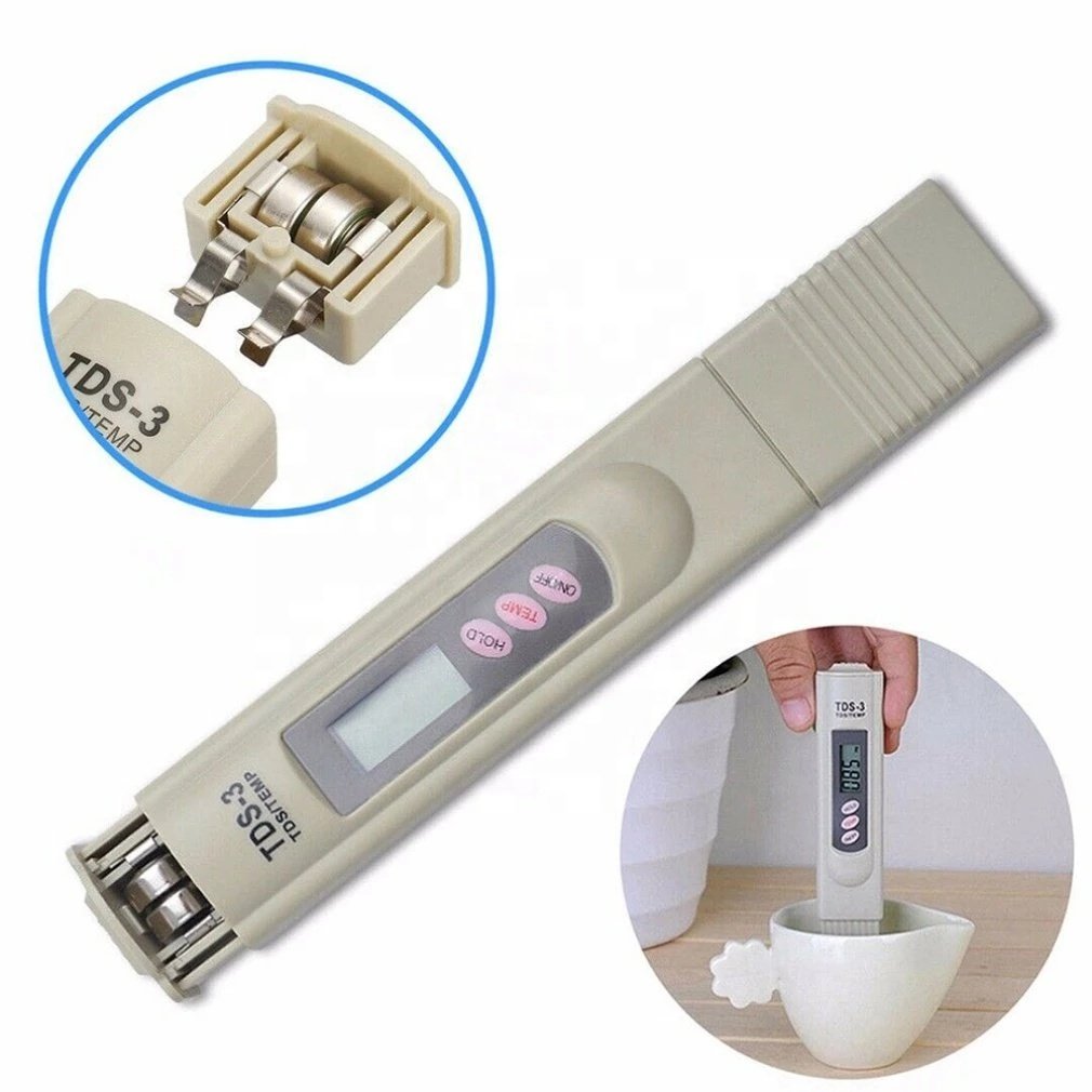 TDS-3 2 in 1 TDS/Temp Tester 0-9990 ppm TDS Meter Water Quality Monitor Purity Analyser Automatic Calibration for Pool Aquariums